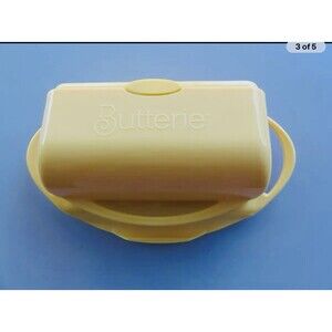 Retro Yellow Butterie Butter Dish with Attached Flip Top